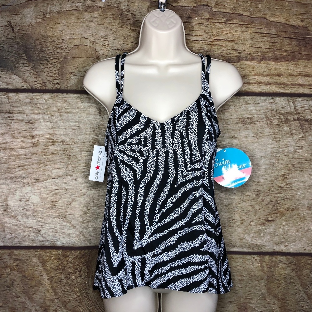 New Swim Solutions Princess Tankini Zebra Print